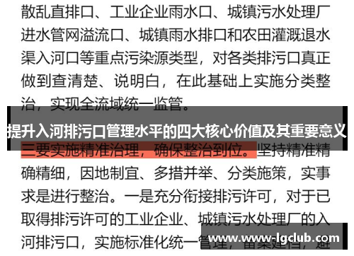 提升入河排污口管理水平的四大核心价值及其重要意义